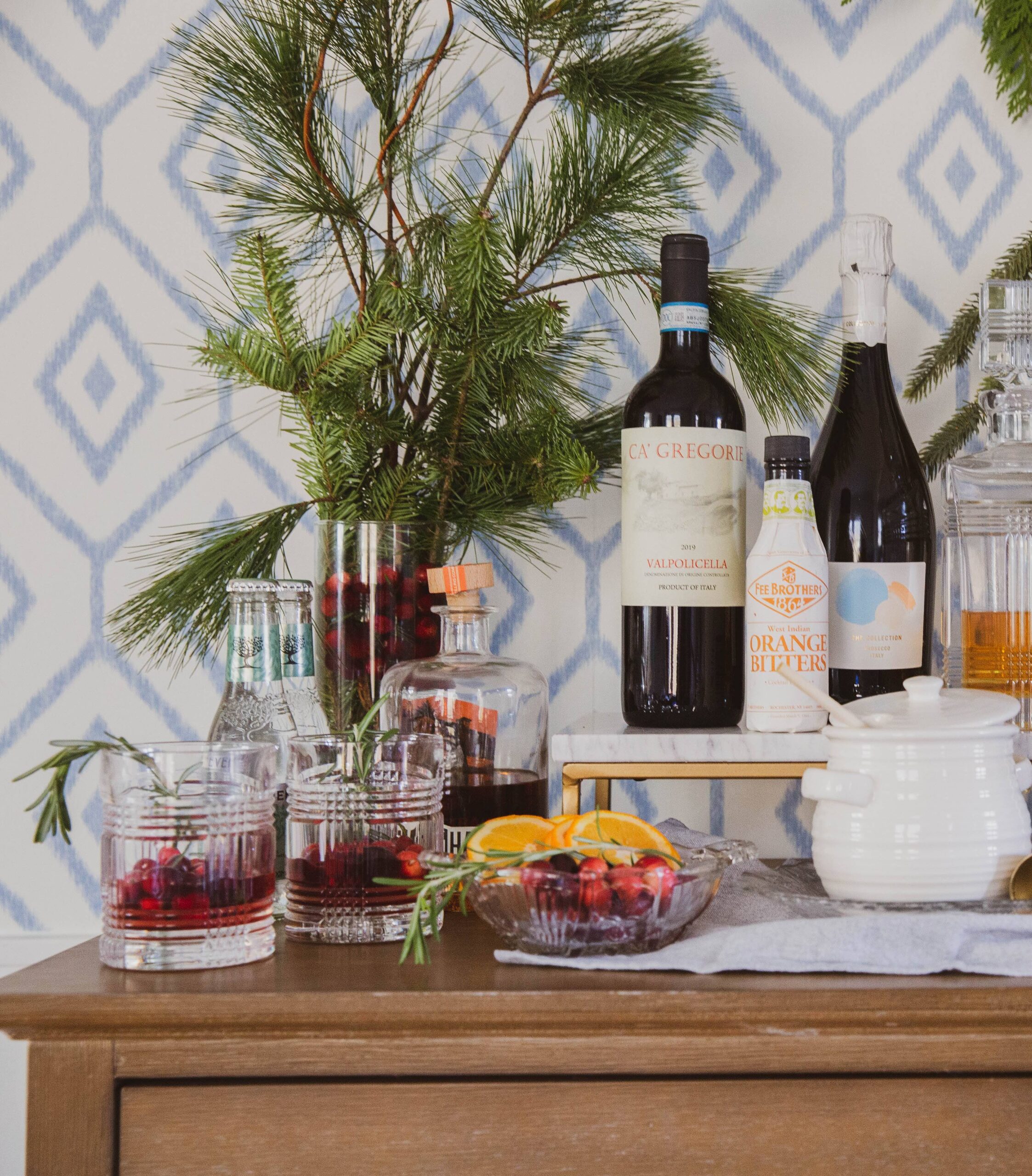 How To Decorate A Bar Cart For The Holidays