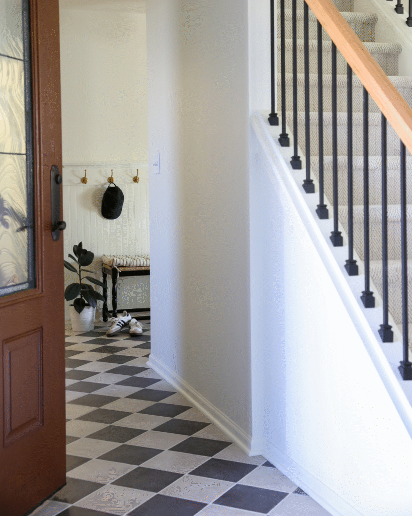 Checkered Charm entryway — midcentury modern entryway